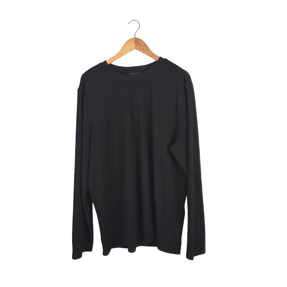 Magaschoni Man Black Textured Long Sleeve Crew Neck‎ Shirt XXL NWT Casual